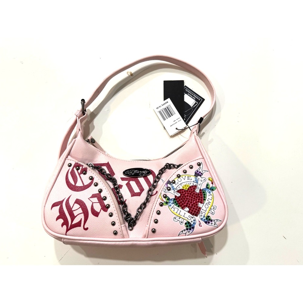 Ed Hardy Pink Love Kills‎ Slowly Shoulder Bag NWT